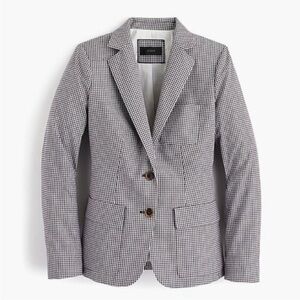 J. Crew Rhodes Micro-Gingham Plaid Blazer Jacket Size 0 Office Preppy Academia